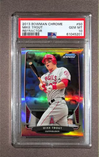 2013 Bowman Chrome Mike Trout #50 Refractor PSA 10 Gem Mint Low Pop