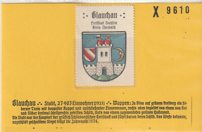 Reklamemarke Wappen von Glauchau / Sachsen (W270)