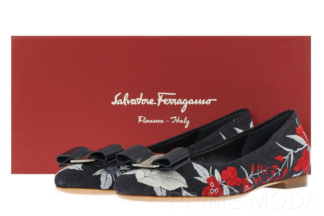 Nuevo Salvatore Ferragamo Varina JEA Denim Floral Logo arco Ballet Zapatos Planos 6 C Nuevo Salvatore Ferragamo Varina JEA Denim Floral Logo arco arco arco Ballet Zapatos Planos 6 C ahorra hasta un 80%