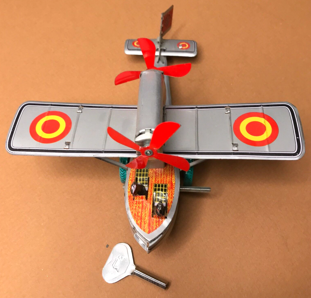 Ancien Jouet Avion En Tôle à Hélices - Fabrication Française - CR ? - Vintage