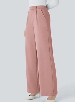 Halara High Waisted Crepe Work Pants Red Jade Pink Size L Regular NWT 071