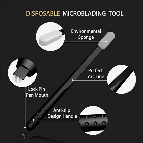 10pcs Disposable Microblading Tattoo Pen Blade U18, C14 with Sponge - PMU Supply - Picture 12 of 14