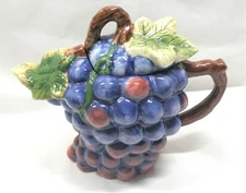 Sakura Sonoma Hand Painted Purple Grapes Leaves Vine Small 2 Cup Tea Pot