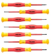 7pc TOLSEN INSULATED ELECTRICIAN MICRO PRECISION SCREWDRIVER SET VDE 1000V 32007