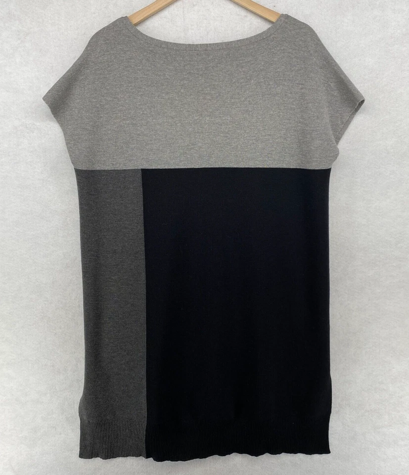 Suéter EILEEN FISHER S Túnica Lana Merino Bloques de Colores Dolman Pullover Gris Negro Foto 3 de 4