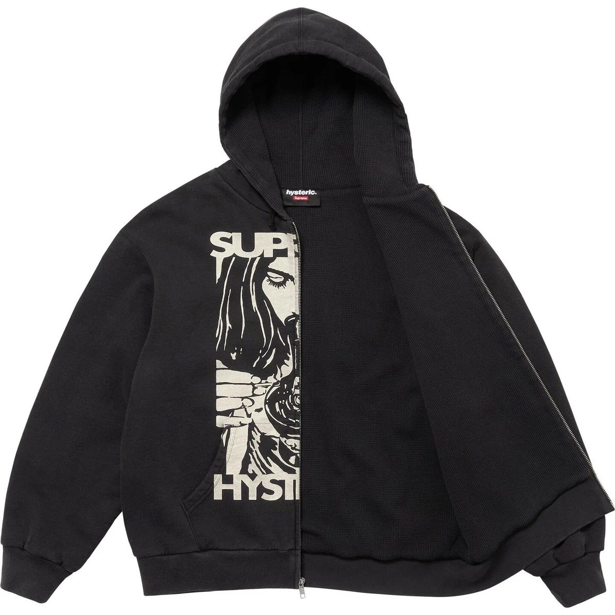 Supreme Hysteric Glamour Zip Up Hooded Sweatshirt Black Red Supreme Hysteric Glamour Zip Up Hooded Sweatshirt Black Red