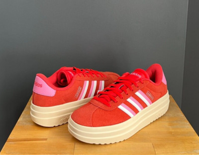 Adidas Women Bright Red/Bliss Pink VL Court Bold Platform Sneakers US 7 NWOB