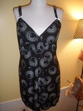 California Dynasty lingerie nightgown black white Medium