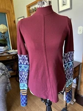 We The Free (free people) mock neck mixed media sleeves excellent sz L