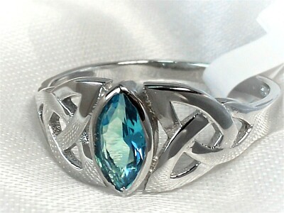 RING 925 STERLING SILBER Edelstein BLAUTOPAS cz. Gr. 18 blau TOPAZ oval