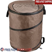 Collapsible Outdoor Trash Can Portable Camping Waste Bin Zip Lid Stakes 46G New