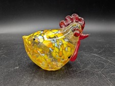 Murano Style Confetti Art Glass Fat Roosting Chicken Hen Miniature Figurine