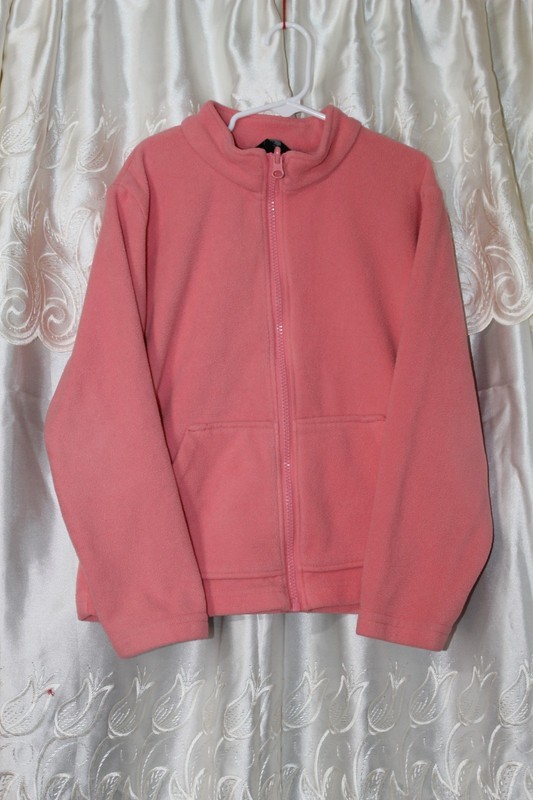 Eddie Bauer Girl's Pink Fleece Full Zip Jacket Small (7/8) Front Pockets