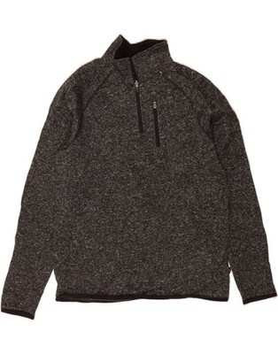 LEE Herren Zip Neck Sweatshirt Pullover Medium Grey Flecked Polyester DU09