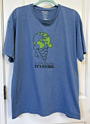 Ben & Jerrys Ice Cream Sustainu T-Shirt XL Blue Earth If It s Melted It s Ruined
