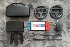 Nintendo Switch OLED Model - Neon Blue/Red with Case & Accessories