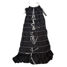 Madden Girl tiered maxi dress large black white contrast bows sleeveless ruffle