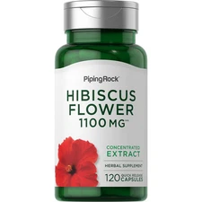 Hibiscus Flowers 1100 mg | 120 Capsules | Non-GMO, Gluten Free | by Piping Rock
