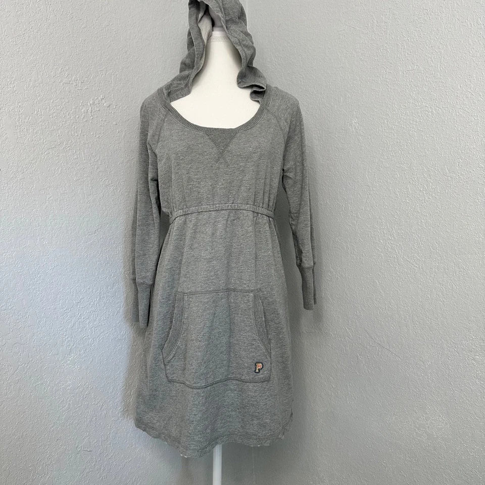 ROSA Victoria's Secret Gris Sudadera con Capucha Vestido Manga Larga Pullover Athleisure Foto 2 de 4