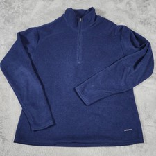 Patagonia Pullover Mens Medium Blue Capilene Quarter Zip Fleece Made in USA