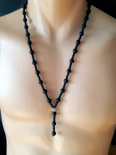 Collar piedra semipreciosa ónix rosario cadena señora cadena hombre cadena... - Imagen 4 de 5