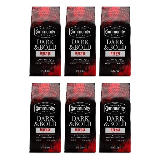 6 PACK Community Coffee Dark & Bold Intense Blend Dark Roast Ground Coffee 12 Oz