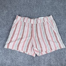 Sonoma Shorts L Linen Blend Striped Boho Coastal Preppy Cottage Summer Beach
