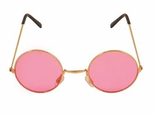 Pink John Lennon Sunglasses 60s 70s Fancy Dress Ozzy Osbourne Hippy Hippie Peace
