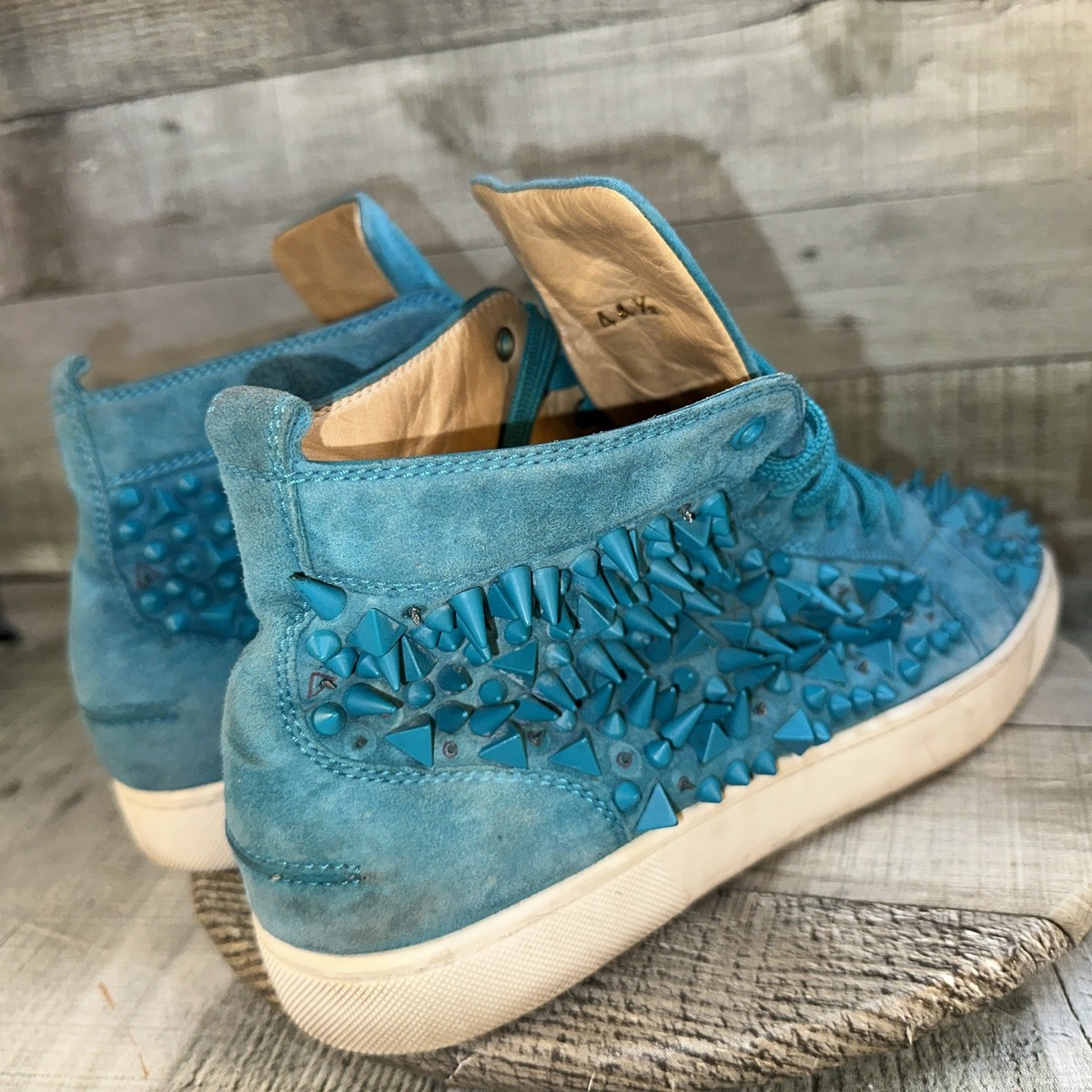 Men's Teal Spike Christian Louboutin Louis Pik Pik Mens Sneaker