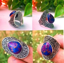 Purple Turquoise Gemstone Ring 925 Sterling Silvar Plated Jewelry Gift For Her