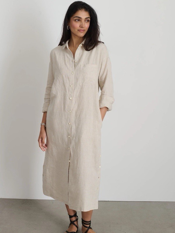New Alex Mill Kerry Linen Shirtdress In flax Size M $225 | eBay