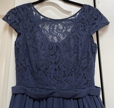 Cindy Navy Formal Prom Dress Lace Top Women  s Size S, Excellent, Bridesmaid