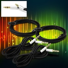 2X NEW 4FT 3.5MM AUX EXTENSION AUDIO CABLE BLACK/SILVER GALAXY S4 IV S3 NOTE II