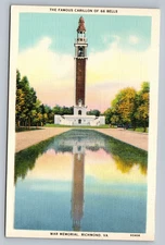 c1930 The Famous Carillon Of 66 Bells Richmond VA Linen Vintage Postcard