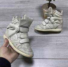 Isabel Marant Leather Lasercut Accents Wedge Sneakers Size 38