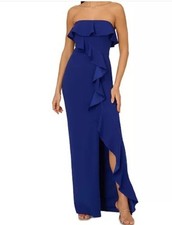Adrianna Papell Women's Strapless Cascading Ruffle Gown Sz14 220