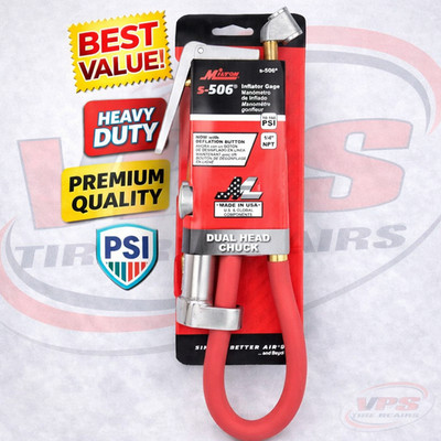 Milton S-506 Tire Inflator Dual Head Chuck 15'' Hose Heavy Duty 10 160 PSI