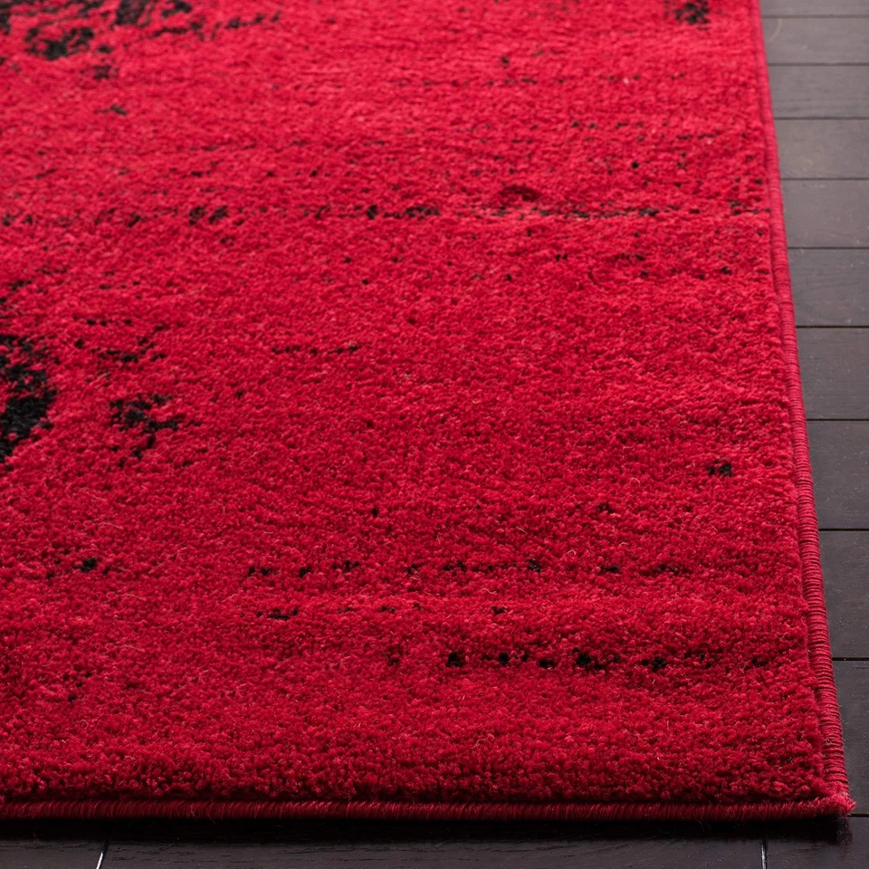 Tapete de área Adirondack Collection - 9' x 12', vermelho e preto, oriental desgastado D... - Imagem 4 de 4