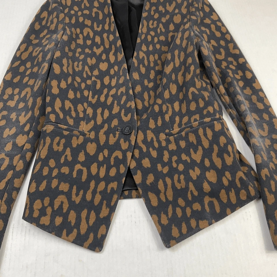 Rachel Roy Womens Blazer Cheetah Print Button Front Long Sleeve Jacket Size XS - Image 2 of 4