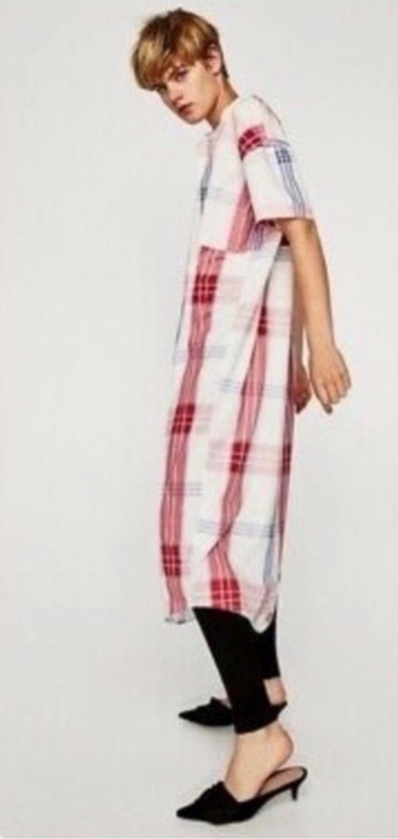 plaid shirt dress zara ZARA NEW WOMAN MIDI GINGHAM CHECK SHIRT DRESS ZW COLL GREEN XS-XXL 2507/041/500