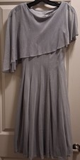 Danny & Nicole Women's Size 4 Gray Sparkle Chiffon Dress Cape Overlay Sequins