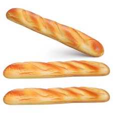 3pcs Realistic Artificial French Bread PU Material Fake Baguette Display Props