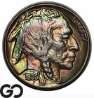 1935 Buffalo Nickel, Vibrant Color, Solid Gem BU++