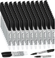 Black Dry Erase Markers Low Odor Fine Whiteboard Markers Thin Box of 125
