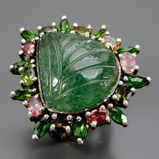 Unique ring 30 ct Natural Aventurine Ring 925 Sterling Silver Size 8.5 /R436572