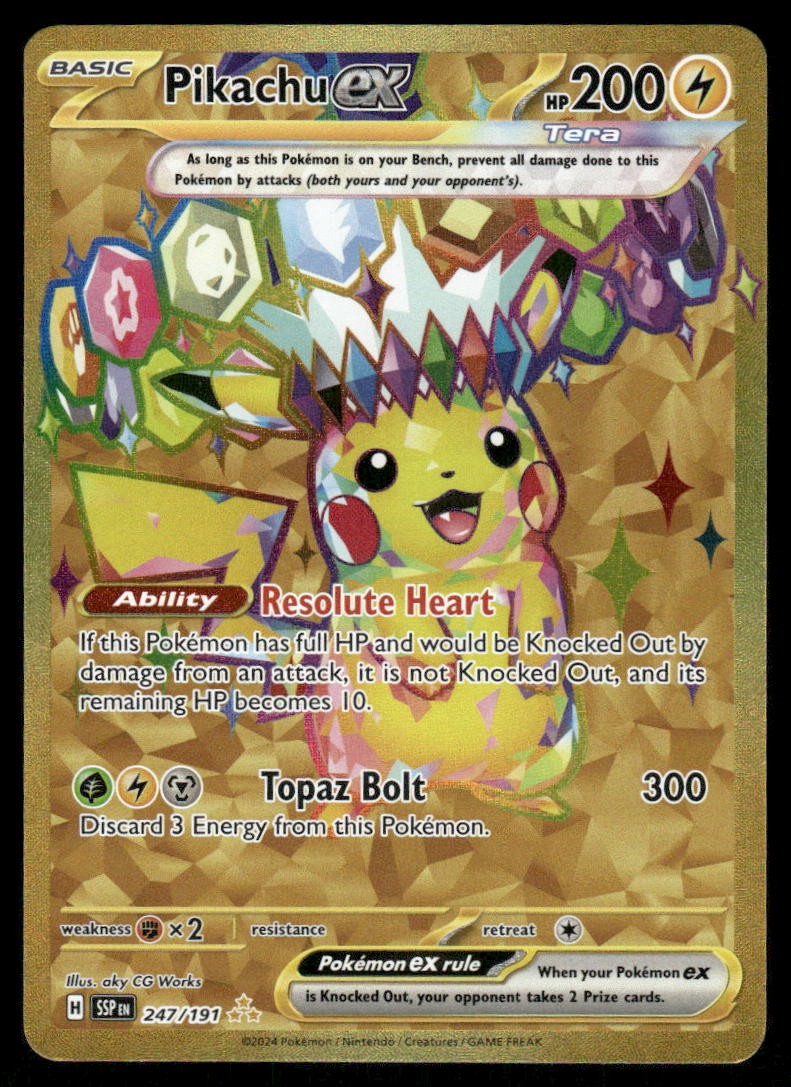 Pokemon Cards Pikachu ex 247/191 Surging Sparks Hyper Rare NM