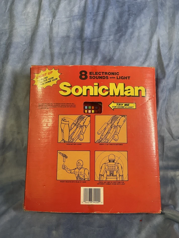 FIGURA DE ACCIÓN VINTAGE TOY SONIC MAN SONIDOS LUZ CAJA ORIGINAL ROBOCOP KNOCKOFF Foto 2 de 2