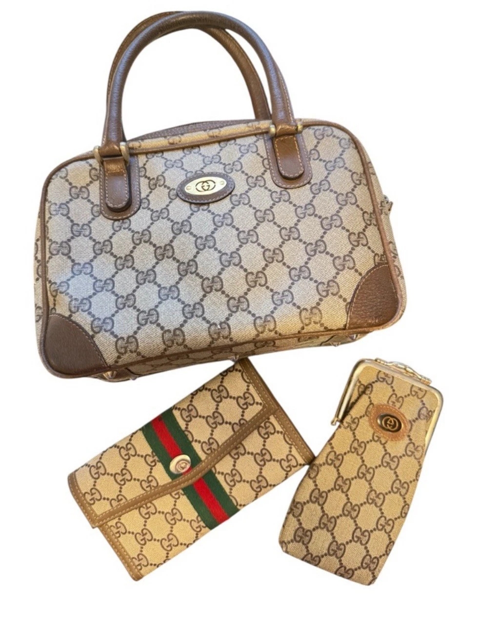 Lot de 3 portefeuilles et 2 portefeuilles vintage Gucci GG Supreme monogramme
