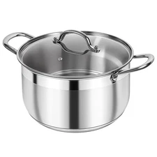 Stainless Steel Stock Pot - 5 Quart Heavy Duty Induction Cooking Pot with 5 QT