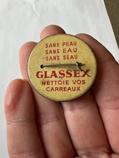 VTG Glassex Pin Brooch w Mirror French Scarce Early Advertising Piece